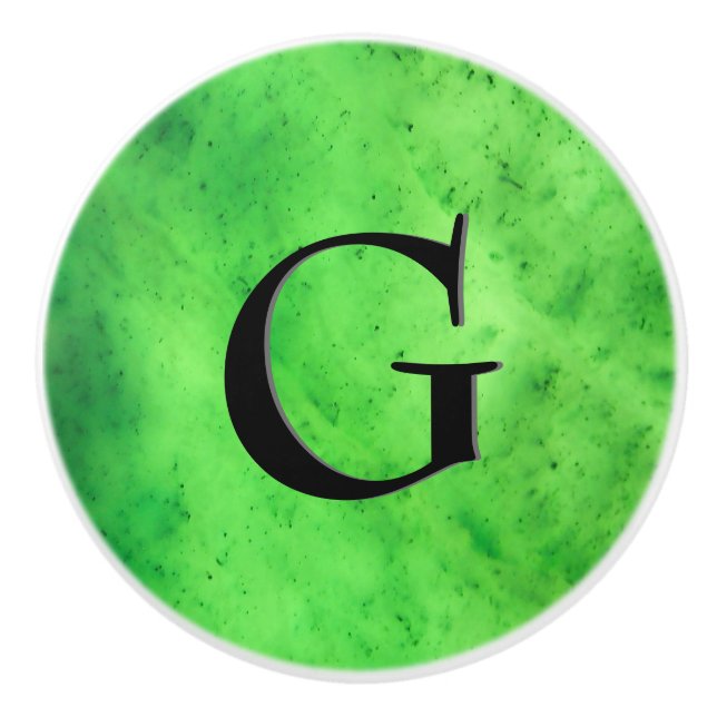 Gem Stone Pattern, Limettengrüne Jade & Black Onyx Keramikknauf (Vorderseite)