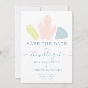 Gem Stones Pastel Blue Elegante Hochzeit Save The Date