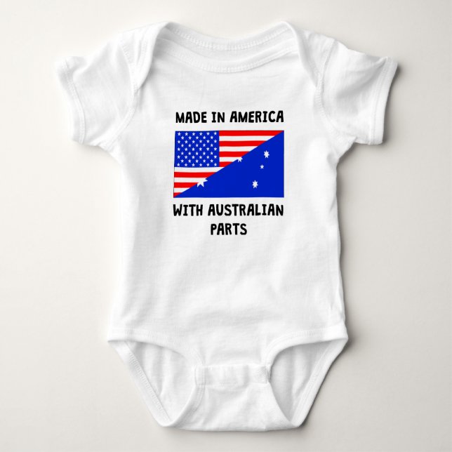Gemacht auf Amerikaner mit australischen Teilen Baby Strampler (Vorderseite)