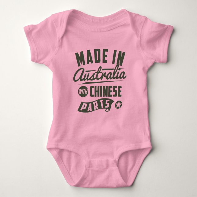 Gemacht in Australien mit chinesischen Teilen Baby Strampler (Vorderseite)