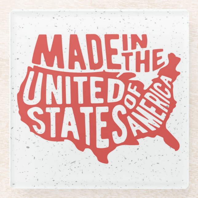 Gemacht in der USA-Typografie Glasuntersetzer (Vorderseite)