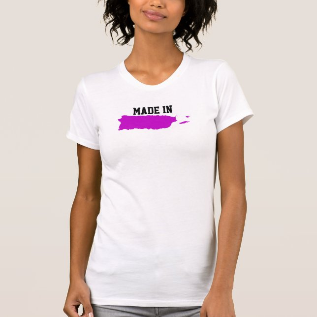 Gemacht in Puerto Rico. Rosa puertorikanische T-Shirt (Vorderseite)