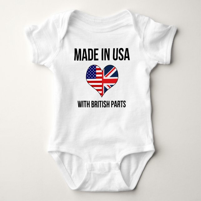 Gemacht in USA mit britischen Teilen Baby Strampler (Vorderseite)
