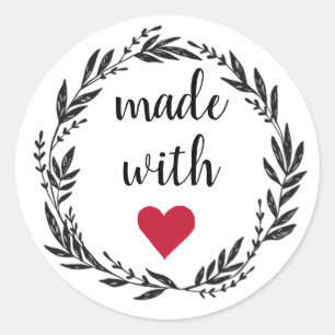 Gemacht mit Liebe Wreath Runder Aufkleber
