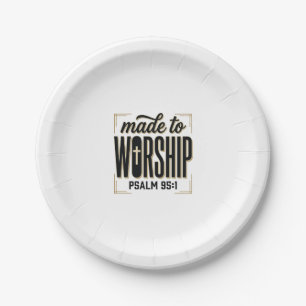 Gemacht um anzubeten Psalm 95_1 Christliches Vinta Pappteller