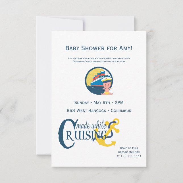 Gemacht während auf einer Kreuzfahrt-Babyparty Einladung (Vorderseite)