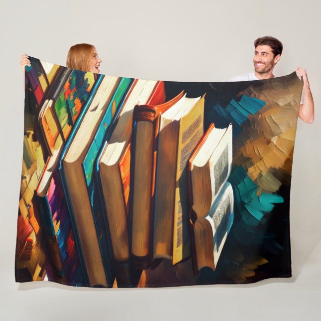 Gemälde alter Bücher Gemütlich lesen Fleecedecke (Beispiel)