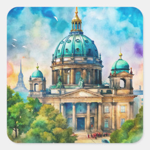 Gemälde am Berliner Dom Quadratischer Aufkleber