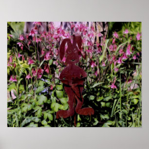 Gemälde aus dem Foto "Rusty Rabbit Flower Garden" Poster