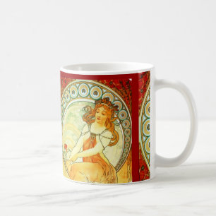 Gemälde. Aus der Serie Die Künste von Mucha Tasse