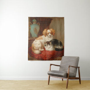Gemälde „Best of Friends“ von Henriëtte Ronner Kni Wandteppich