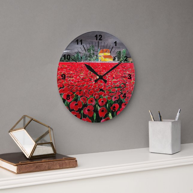 Gemälde Campo de Amapolas von Alfred Fox Große Wanduhr (Büro)