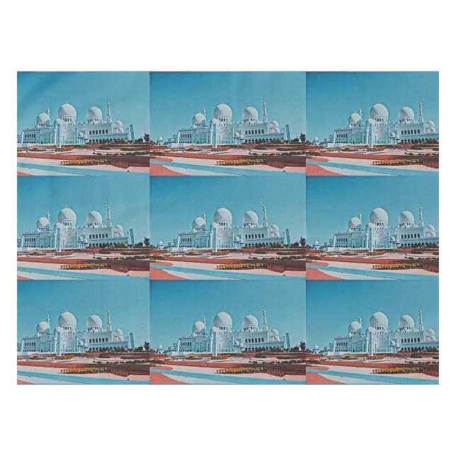 Gemälde der Abu Dhabi Moschee Tischdecke (Vorderseite (Horizontal))