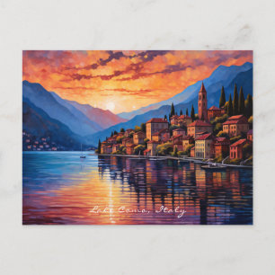 Gemälde des Comer Sonnenuntergangs   Italien Reise Postkarte