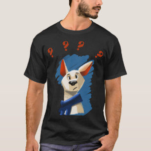Gemälde des fragend Hundes auf blauem Hintergrund T-Shirt