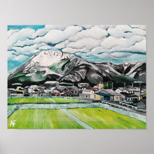 Gemälde des Mount Fuji von Alfred Fox Poster