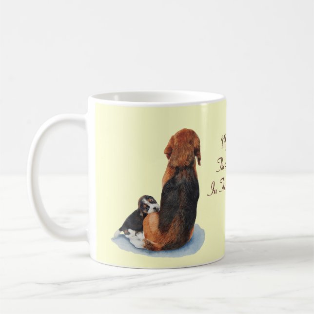 Gemälde des niedlichen Welpen-Beagle Tasse (Links)