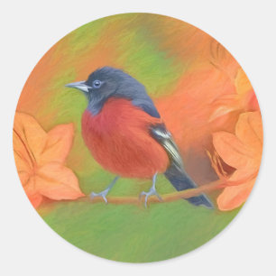 Gemälde des Orchard Oriole Singvogels Original Vog Runder Aufkleber