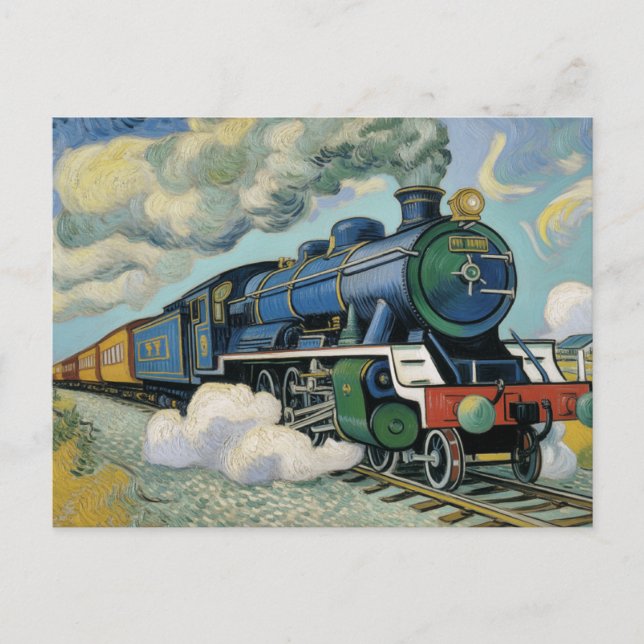 Gemälde einer alten Dampflokomotive Postkarte (Vorderseite)