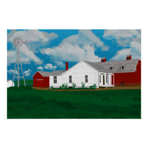 Gemälde einer alten Farm in Michigan Poster