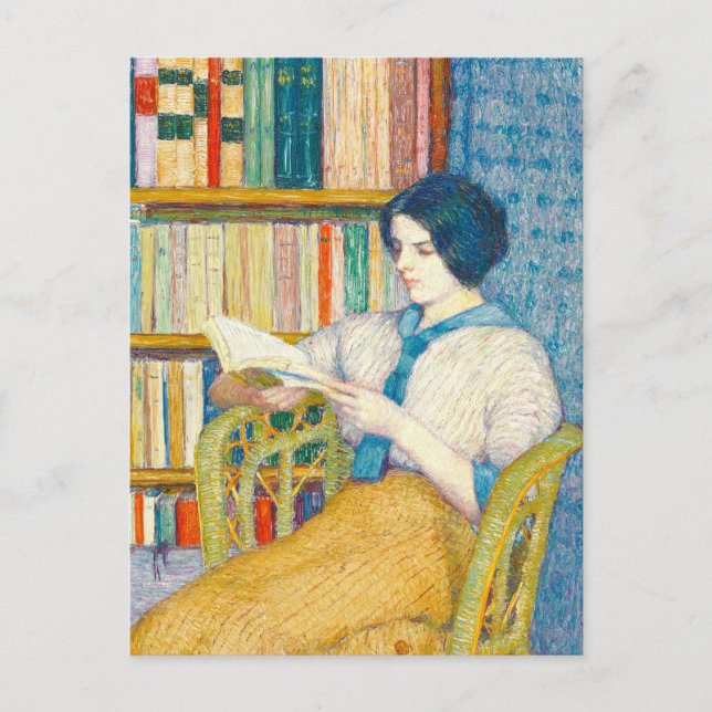 Gemälde einer lesenden Frau Postkarte (Vorderseite)