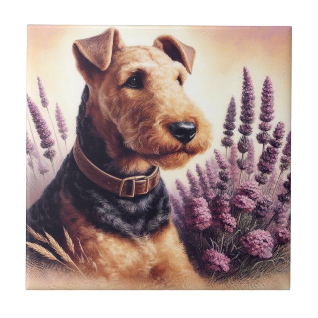 Gemälde eines alten Airedale Terriers Fliese (Vorderseite)