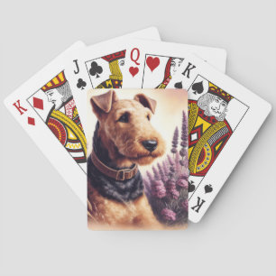 Gemälde eines alten Airedale Terriers Spielkarten
