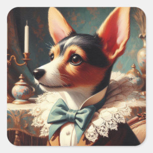 Gemälde eines alten Toy Fox Terriers Quadratischer Aufkleber