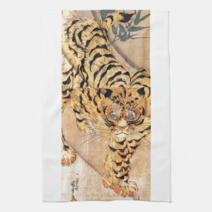 Gemälde eines Tigers aus dem 19. Jahrhundert von K Geschirrtuch