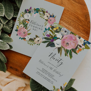 Gemälde Floral 90. Geburtstag Einladung