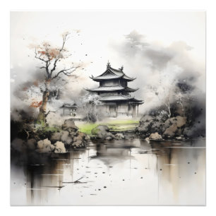 Gemälde im Haus und am See Fotodruck