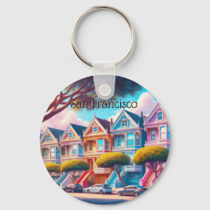 Gemälde Ladys Viktorianisch San Francisco Souvenir Schlüsselanhänger