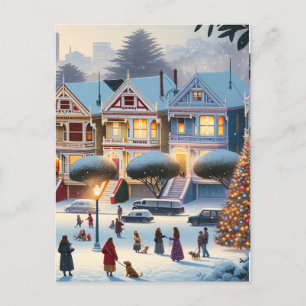 Gemälde Ladys Weihnachtsmagie San Francisco Postkarte