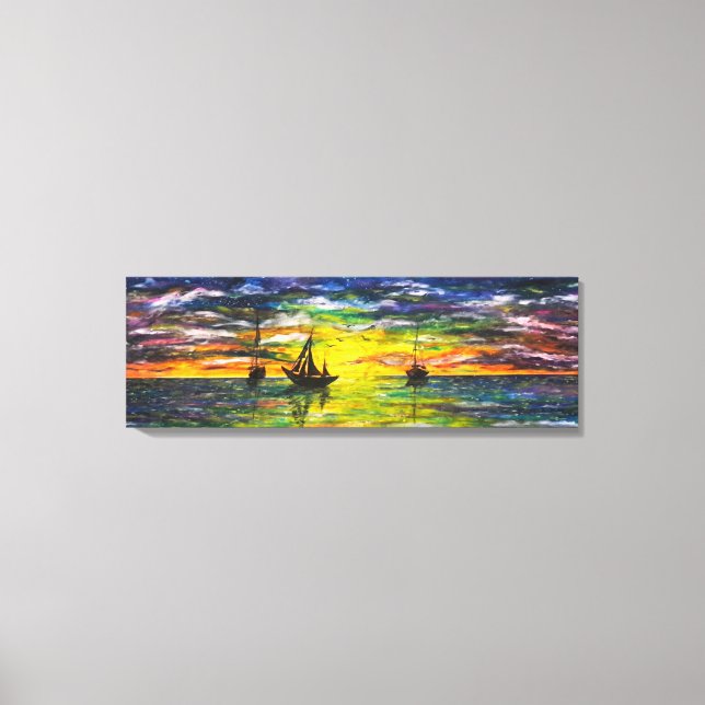 Gemälde Leinwand Druckboote bei Sonnenuntergang (Vorderseite)