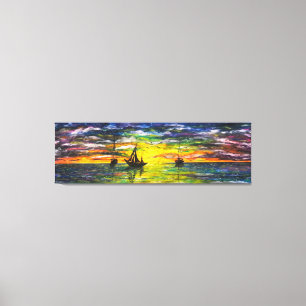 Gemälde Leinwand Druckboote bei Sonnenuntergang