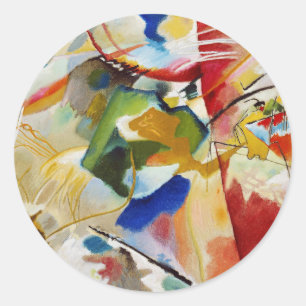 Gemälde mit grünem Zentrum von Wassily Kandinsky Runder Aufkleber