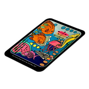 Gemälde "Modern Ocean Aquatic" aus dem Mittelalte Magnet