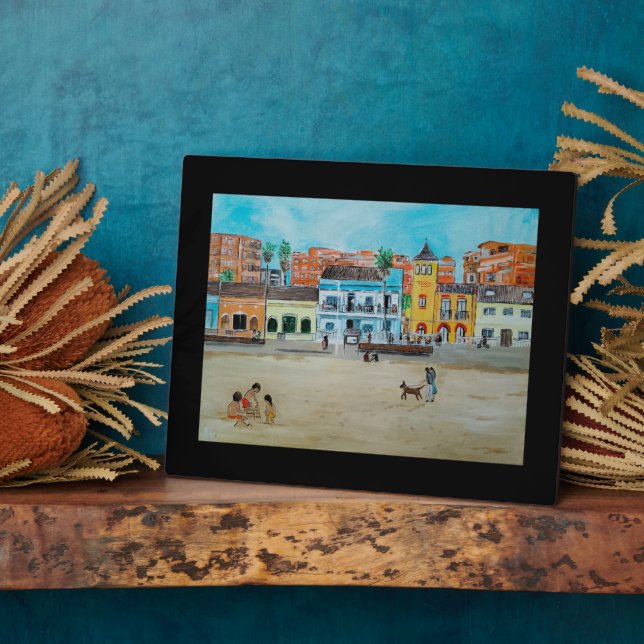 Gemälde Playa de la Malvarrosa von Alfred Fox Fotoplatte (Seite)