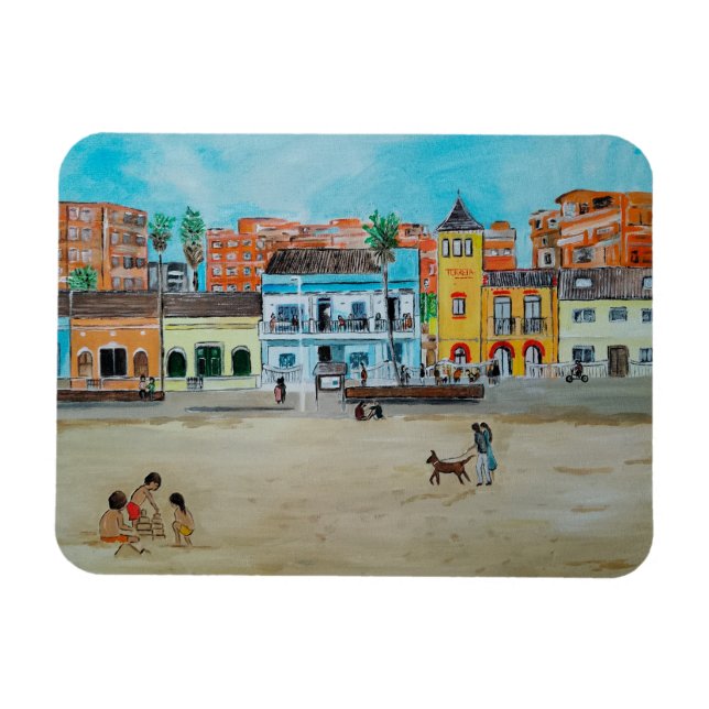 Gemälde Playa de la Malvarrosa von Alfred Fox Magnet (Horizontal)