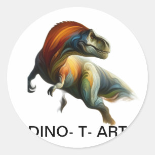 🦖 Gemälde traditioneller Kunst eines DINO-T Runder Aufkleber