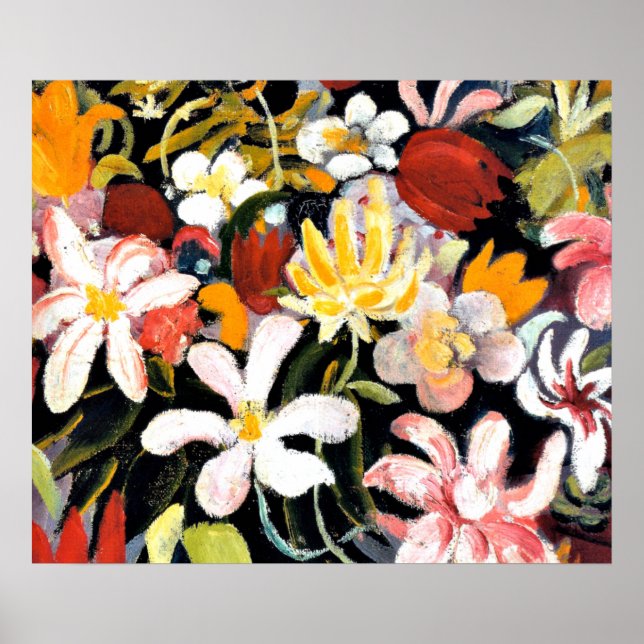 Gemälde von August Macke, Blumen Teppich Poster (Vorne)