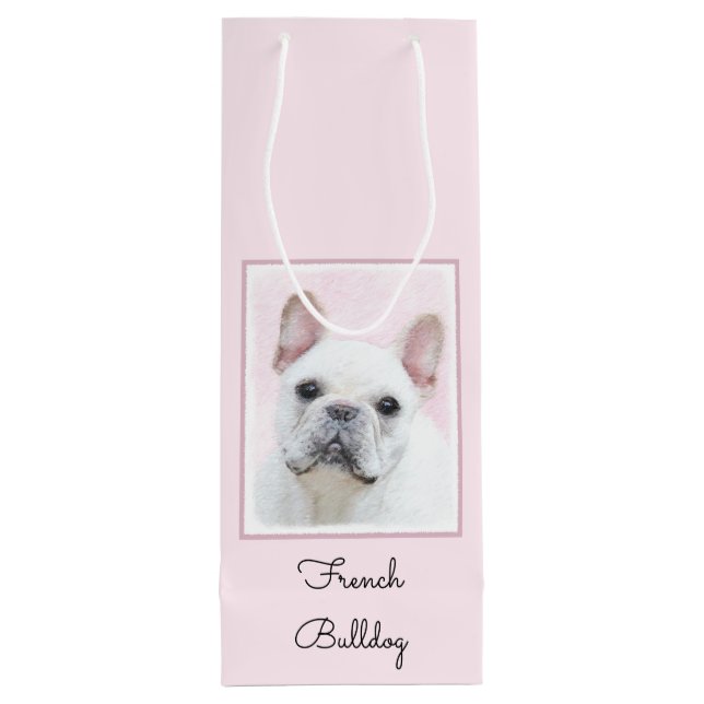 Gemälde von Französisch-Bulldog (Cream/White) - Hu Geschenktüte Für Weinflaschen (Rückseite)