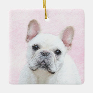 Gemälde von Französisch-Bulldog (Cream/White) - Keramikornament