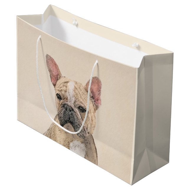 Gemälde von Französisch-Bulldog (Sable) - Niedlich Große Geschenktüte (Vorderseite Schrägansicht)