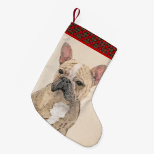 Gemälde von Französisch-Bulldog (Sable) - Niedlich Kleiner Weihnachtsstrumpf
