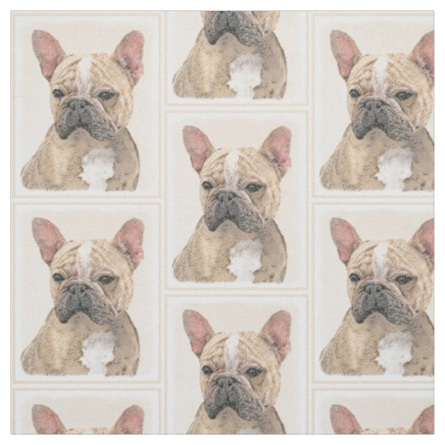 Gemälde von Französisch-Bulldog (Sable) - Niedlich Stoff (Muster)