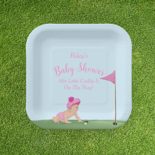 Gemälde von Golf-Baby-Mädchen Süße Caddy-Baby-Part Pappteller
