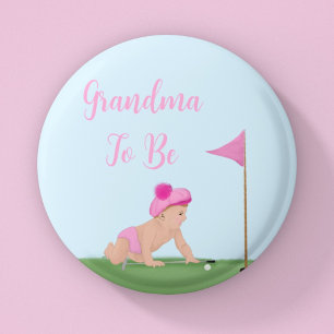 Gemälde von Golf-Baby-Mädchen süße Caddy große Sch Button