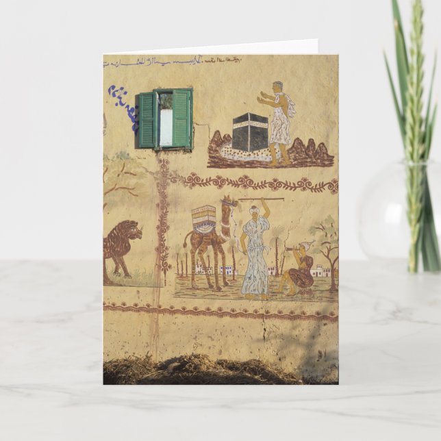 Gemälde von Hajj oder Umra an der Dorfwand Karte (Vorderseite)