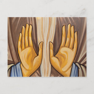 Gemälde von Händen in einer Kirche Postkarte